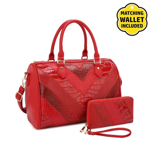 Fashion Faux Leather Handbag + Wallet Set - Picture 2 of 5